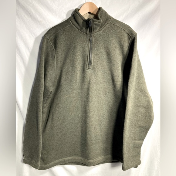 GH BASS & CO OLIVE GREEN KNIT PULLOVER FLEECE LINED SIZE XL - Picture 1 of 7